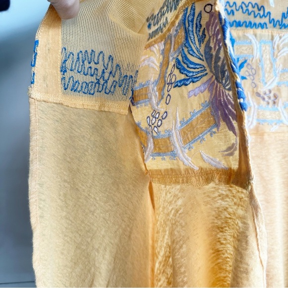 Free People Love Letter Tangerine Orange Size Small Boho Embroidered Linen - Picture 7 of 11